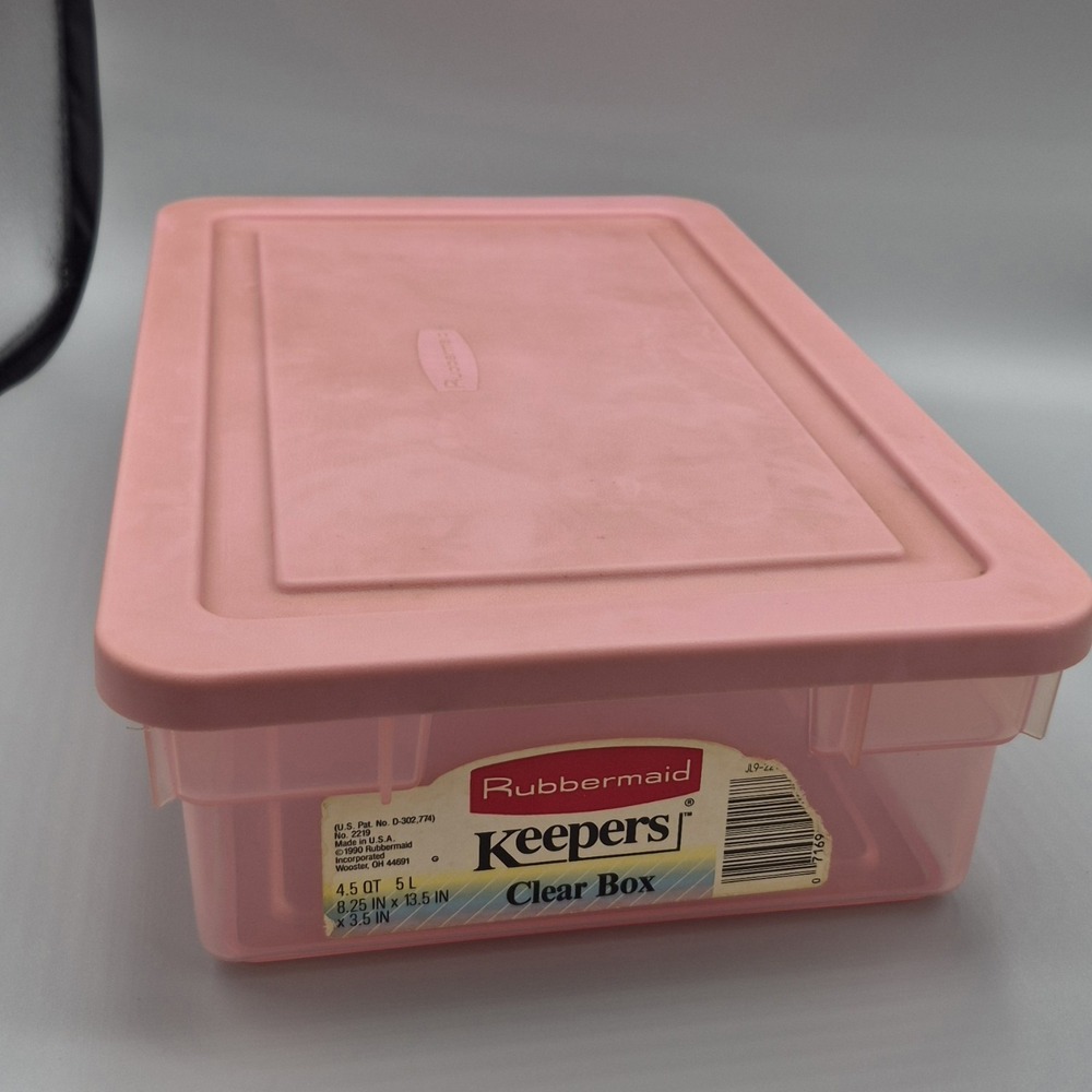 Vintage Rubbermaid 0286 Storage‎ Box ALL Pink Clear Container Plastic Snap Shut